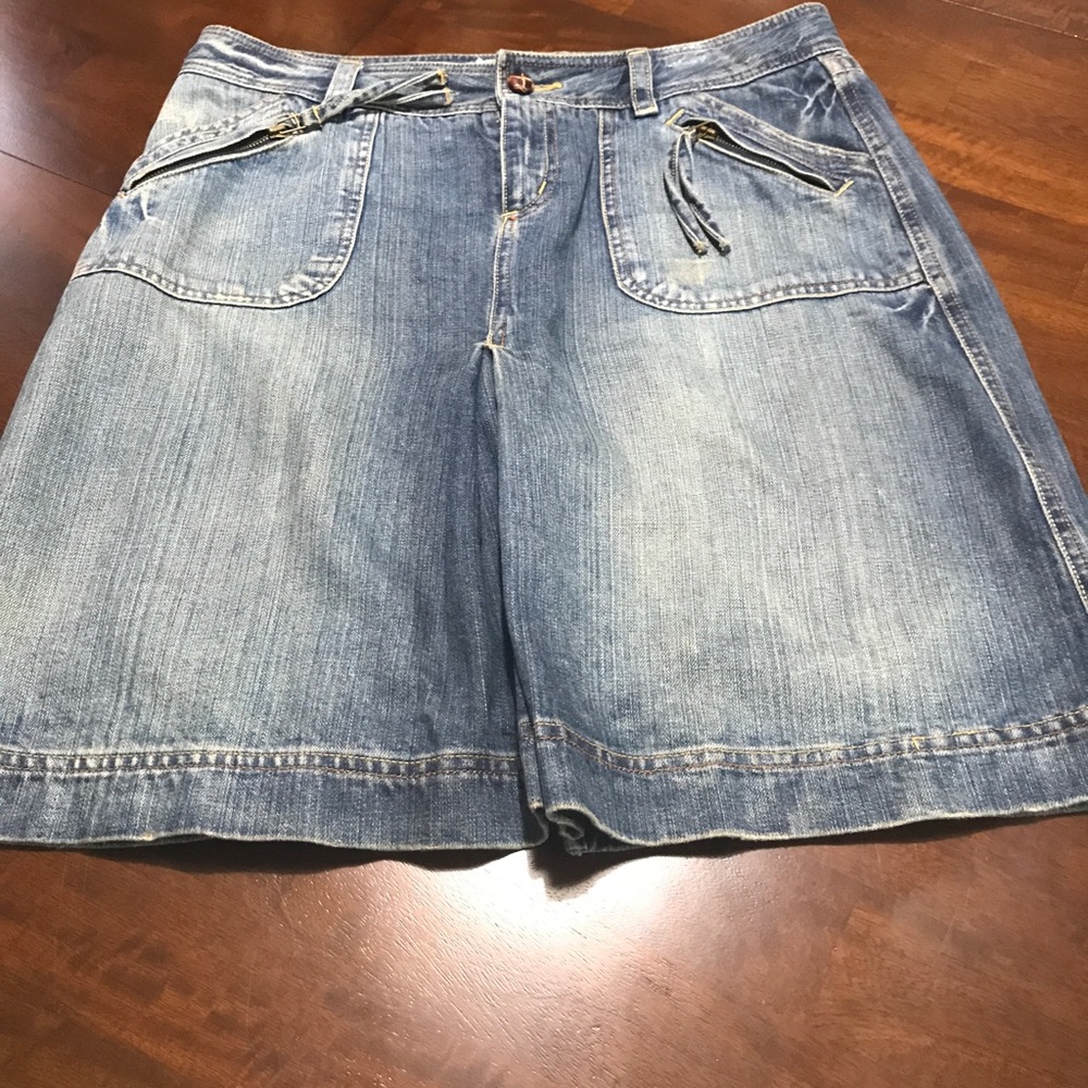 Zara Pleated Denim Skirt